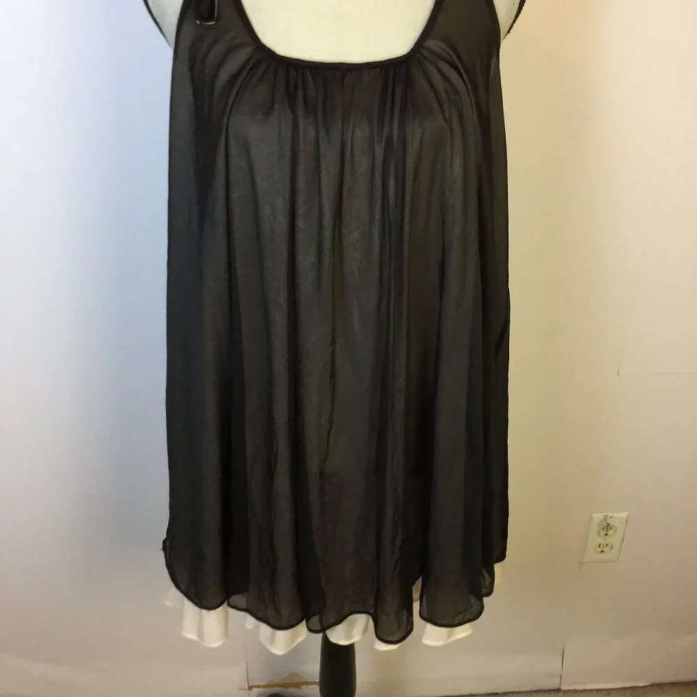 Betsey Johnson Intimates Nightgown Dress Womens Sz L Black Pink Layered Vintage - Picture 5 of 16